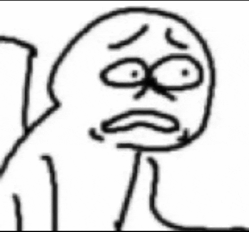 a black and white drawing of a stick figure with a sad face .