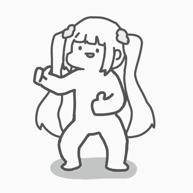 a cartoon drawing of a girl with pigtails