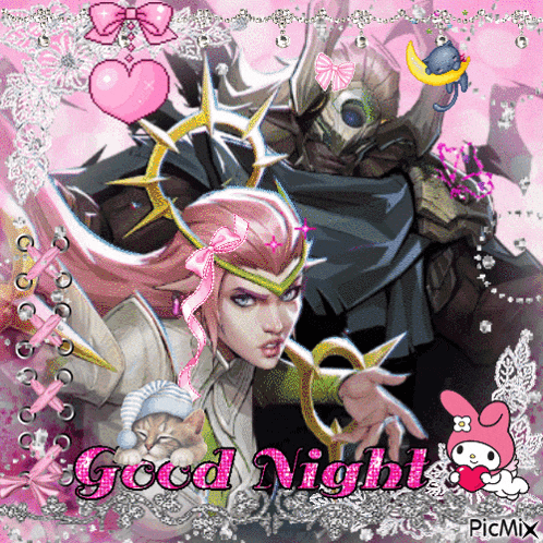 a picture of a man and a woman with the words good night on the bottom