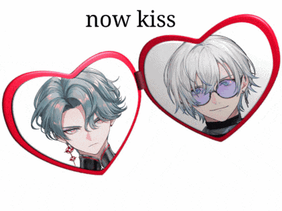 a couple of heart shaped mirrors with the words now kiss below them