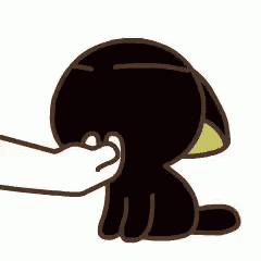 a cartoon cat is being petted by a person .
