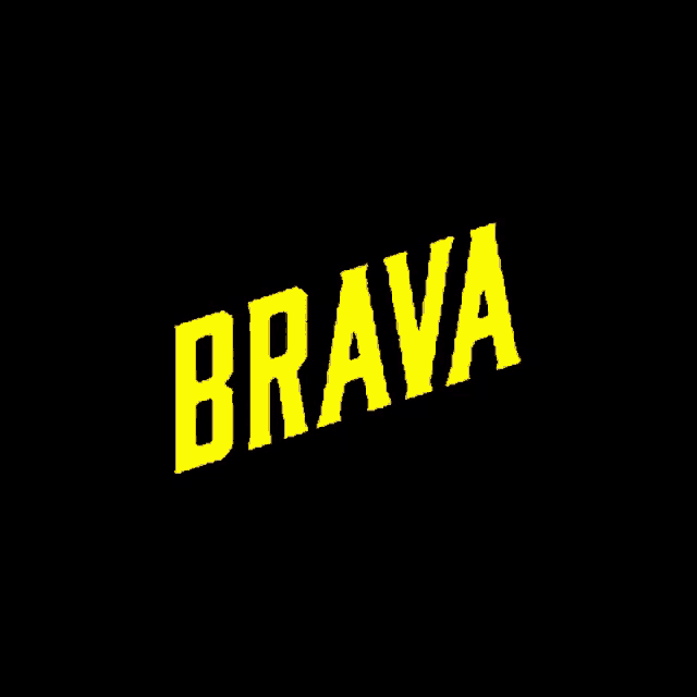 a black and yellow logo for brava on a black background
