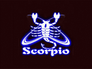 a sign that says scorpio on it with a scorpion
