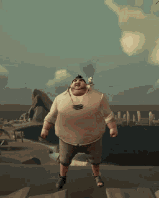 a man in a white shirt and shorts is standing on a beach
