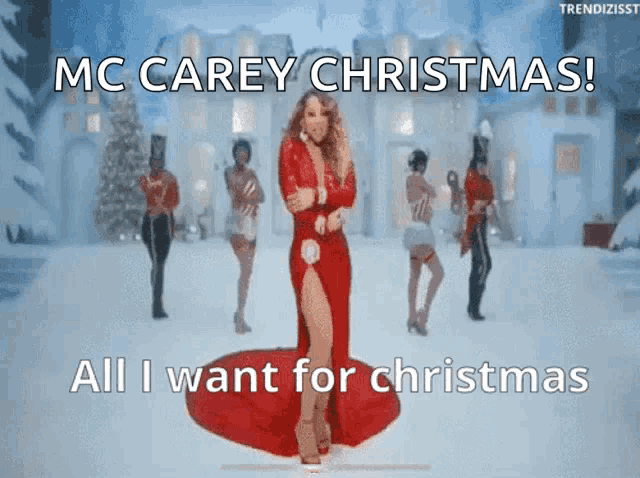 mc carey christmas all i want for christmas is displayed on a screen