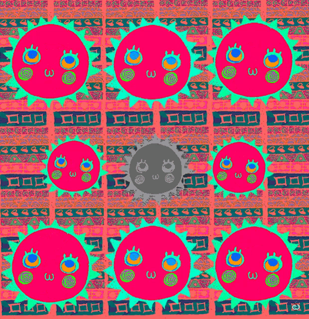 a seamless pattern of pink circles with smiley faces