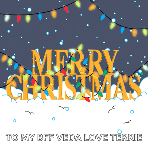 a merry christmas sign with christmas lights hanging from it