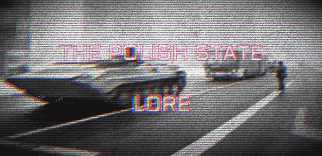 a black and white photo of a tank with the words the polish state lore on the bottom