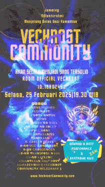 a poster for the vechrost community has a purple background