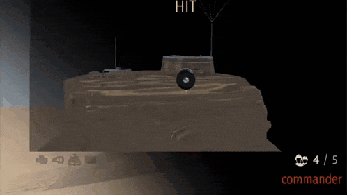 a screenshot of a video game shows a hit and a commander icon