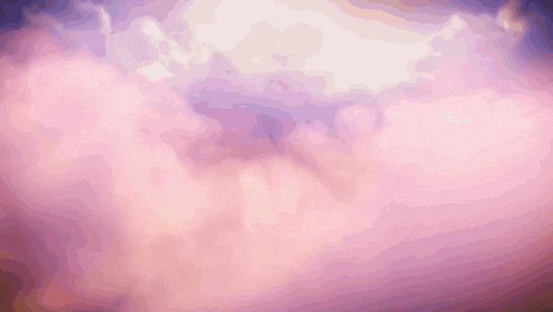 a sword is flying through the clouds with a purple sky in the background