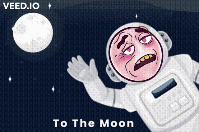 an advertisement for veed.io shows a cartoon of an astronaut
