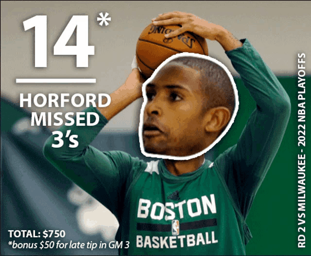 horford missed 3 's for the boston basketball team in the 2022 nba playoffs