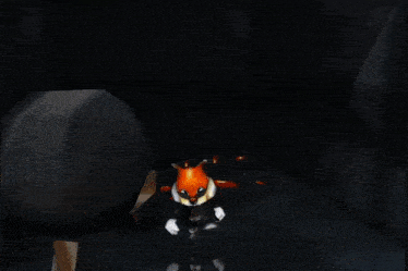 a cartoon character with a fox head is standing in the dark