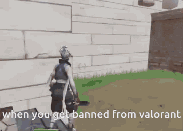 a video game scene with the words " when you get banned from valorant " at the bottom