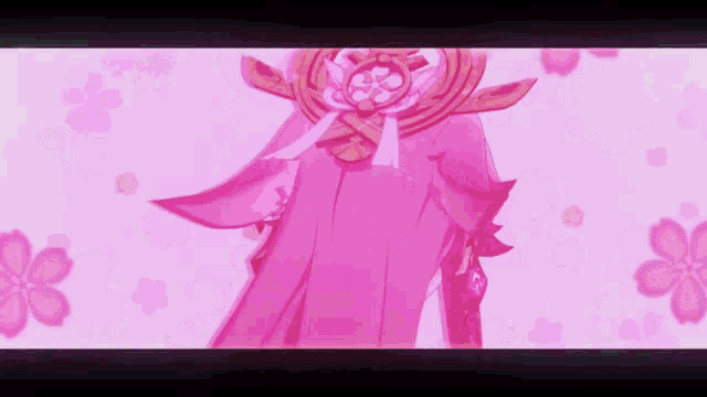 a person in a pink dress is surrounded by flowers