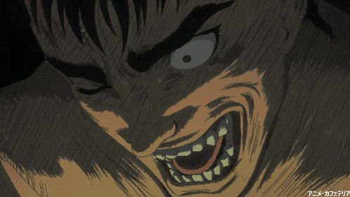 a close up of a person 's eye with a caption that says " アニメ カフェ デリア "
