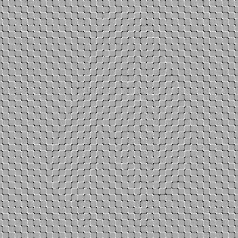 an optical illusion of a dinosaur walking on a grid background