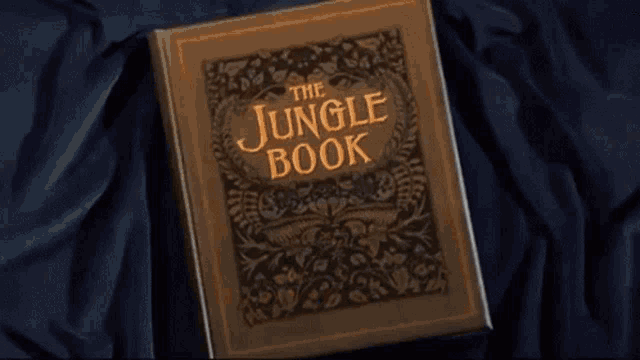 a book called the jungle book is open and laying on a table