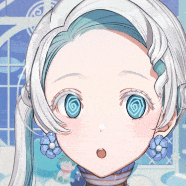 a close up of a girl 's face with hypnotic eyes