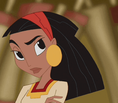 a cartoon character with a red headband on her head