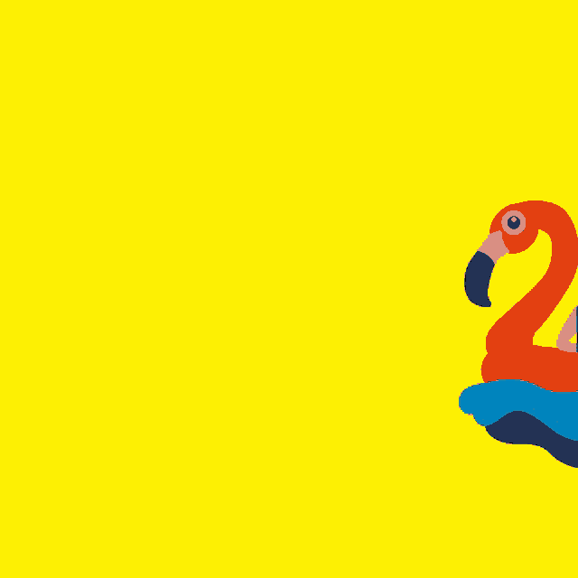 a woman sits on a flamingo float while using a laptop