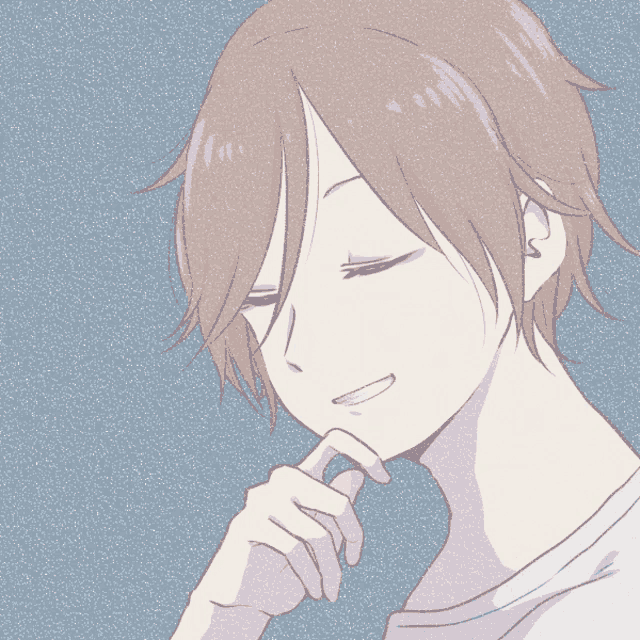 a drawing of a man with his eyes closed and his hand on his chin