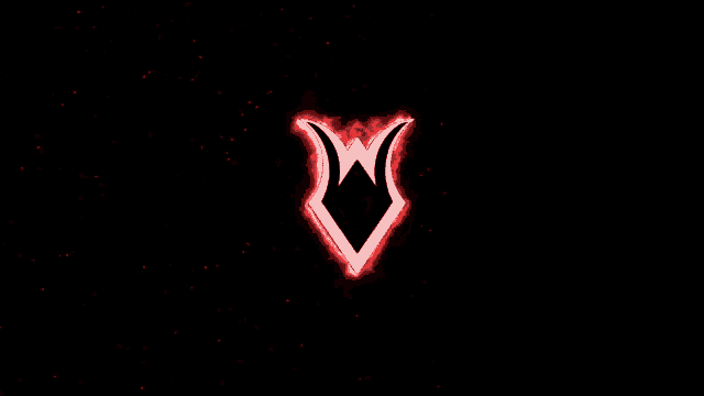 a red glowing symbol on a black background with red dots