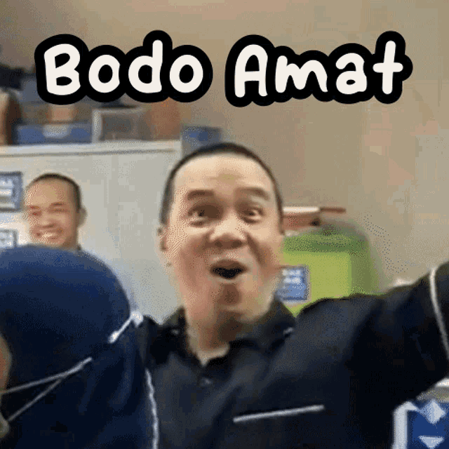 a man with a surprised look on his face and the words bodo amat written above him