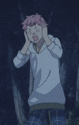 a cartoon character with a surprised look on his face covering his ears