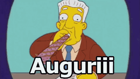 a cartoon character from the simpsons is wearing a tie and saying augurii