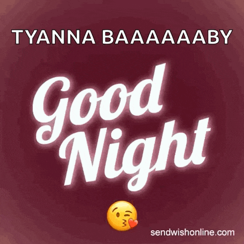 a picture of a good night message with a kissing emoji
