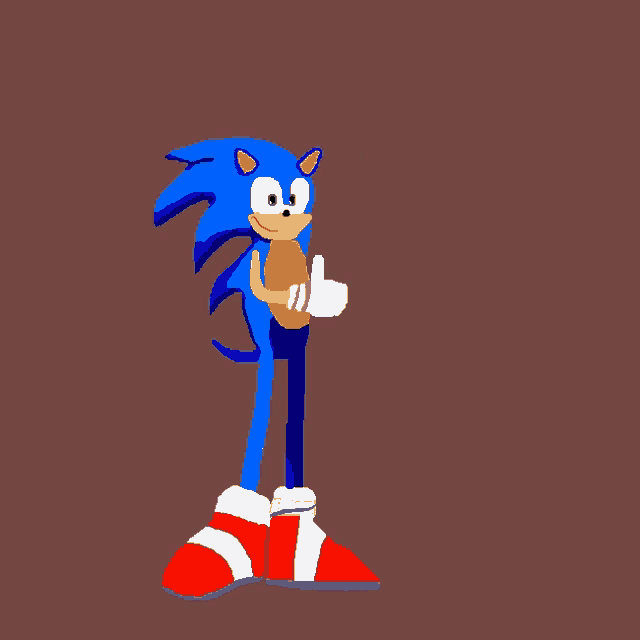 a cartoon of sonic the hedgehog giving a thumbs up sign