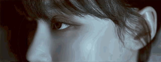 it is a close up of a person 's eye .