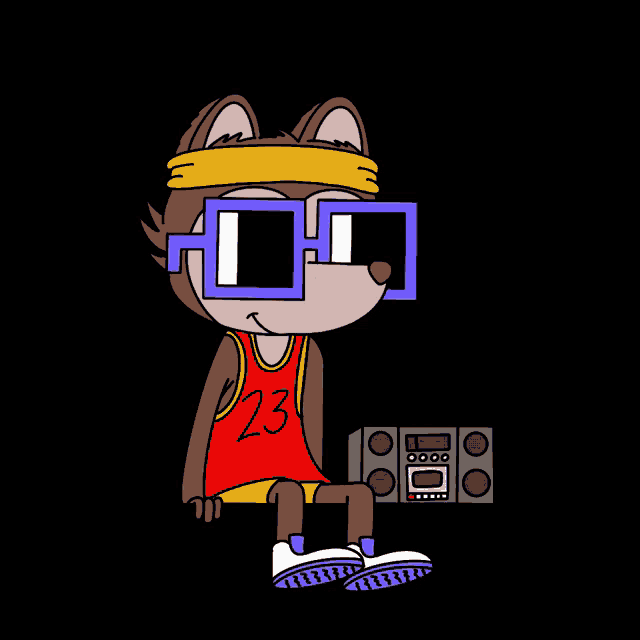 a cartoon of a bear wearing a number 23 jersey