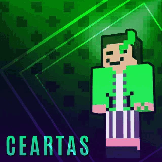 a picture of a minecraft character with the name ceartas on the bottom