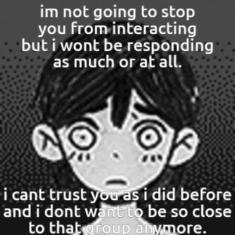 a black and white drawing of a girl with a caption that says i am not going to stop you from interacting