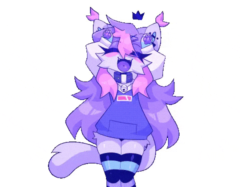 a pixel art drawing of a purple and pink furry character