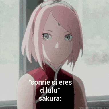 a picture of a girl with the words sonrie si eres d lulu sakura on the bottom