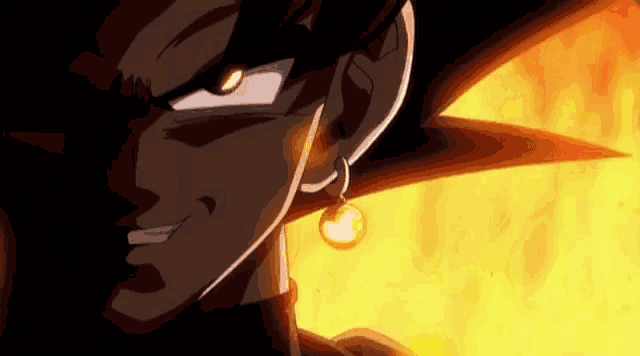 a close up of a cartoon character 's face with a ring in his ear .