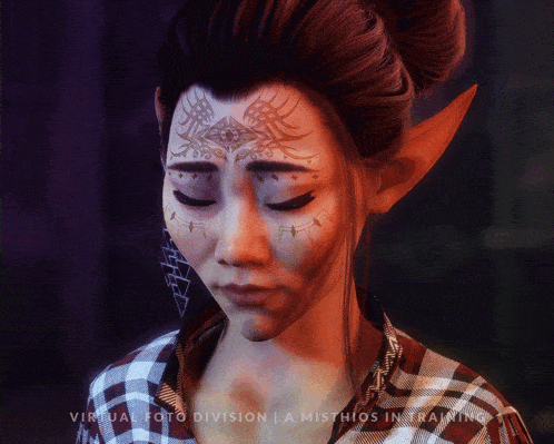 a close up of a woman 's face with the words virtual foto division on the bottom