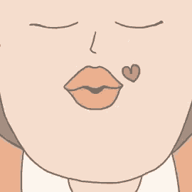 a cartoon drawing of a woman with her eyes closed and her mouth open .