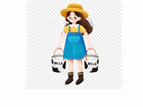 an illustration of a girl holding buckets of milk with the words paalu paalu below her