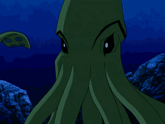 a cartoon octopus is swimming in the ocean with bubbles coming out of it 's mouth