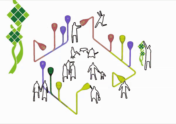 a drawing of a group of people with the word balik in the corner