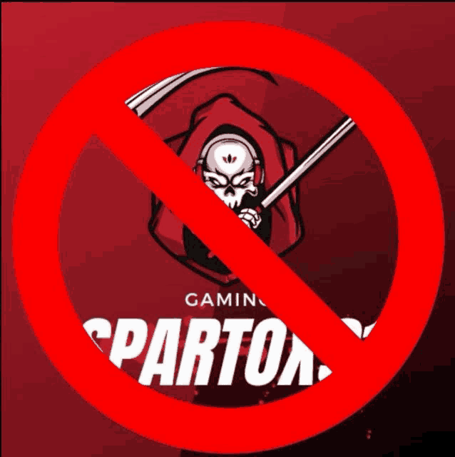 a red circle with a grim reaper and the word spartan