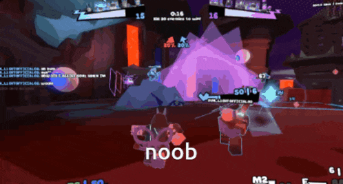 a screenshot of a video game that says noob on the bottom