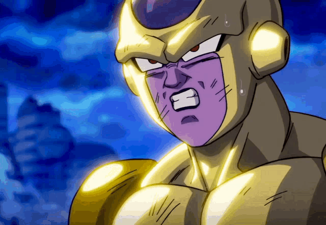 a cartoon character with a purple face and a yellow body