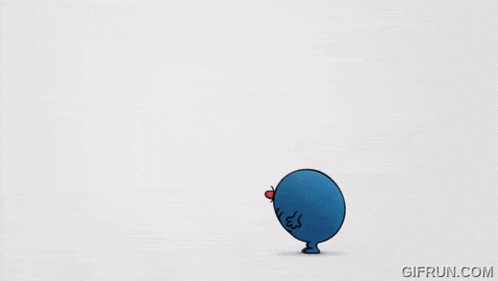 a blue cartoon character with a red flower on his head is on a white background with gifrun.com written below it