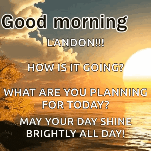 a good morning landon !! how is it going ? what are you planning for today may your day shine brightly all day !
